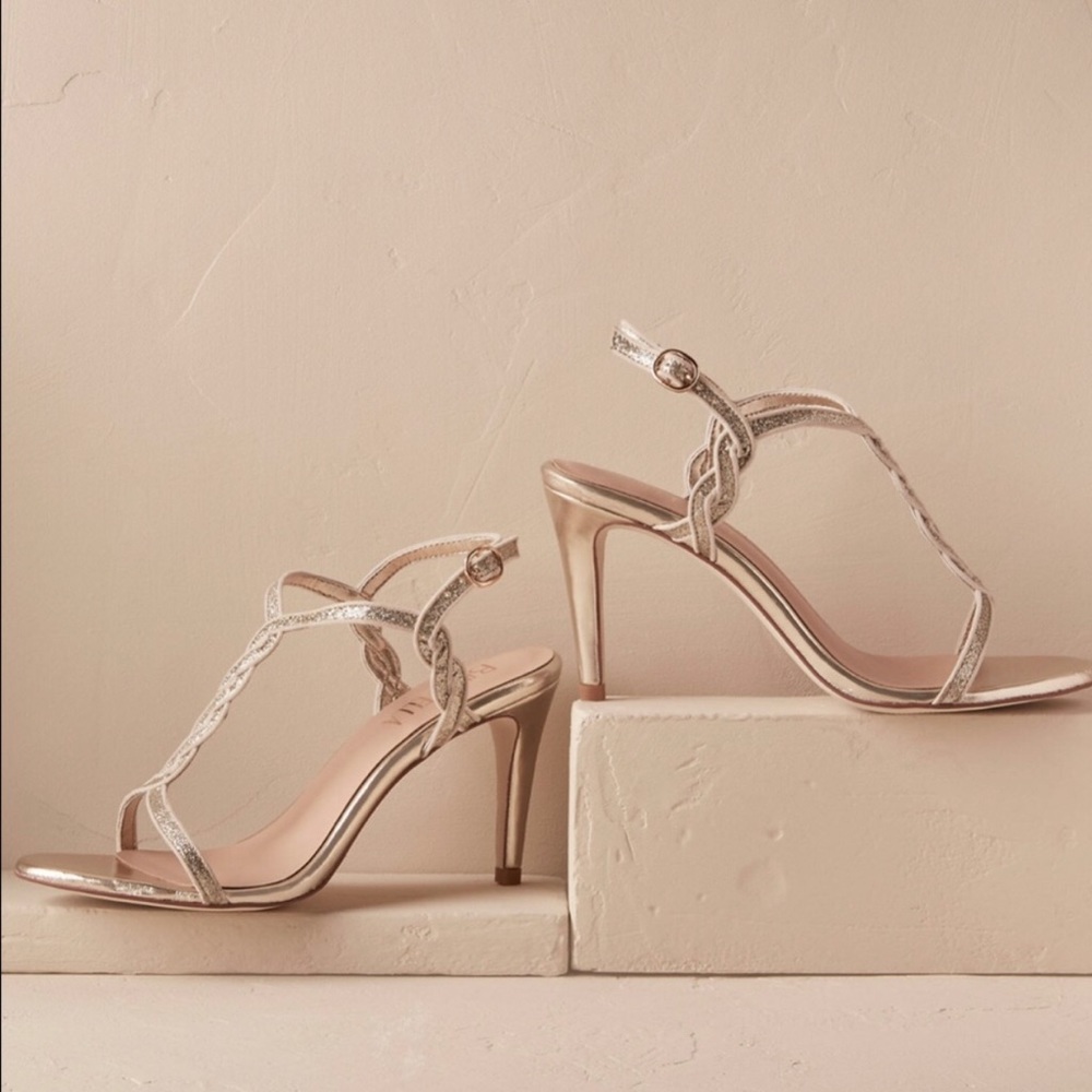 Anthropologie BHDL Candela Braided T-Strap Sandals